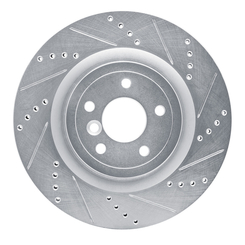 Jaguar XF Brake Rotor (1) - Rear Right - R1 Concepts - Drilled & Slotted - Silver - `16-`24